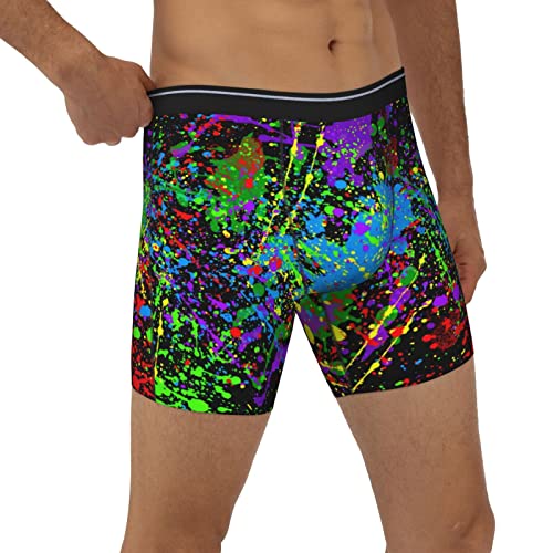 Glow In Dark Splatter Neon Men'S Boxer Brief Long Leg Underwear Fashion Briefs For Men Adult Teens4