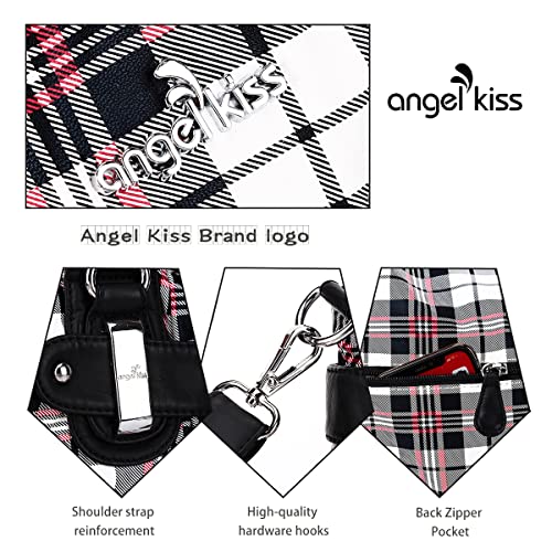 Image of Angel Kiss Women's Designer Handbag Large Double Zipper Multi Pocket Washed Leather Purse