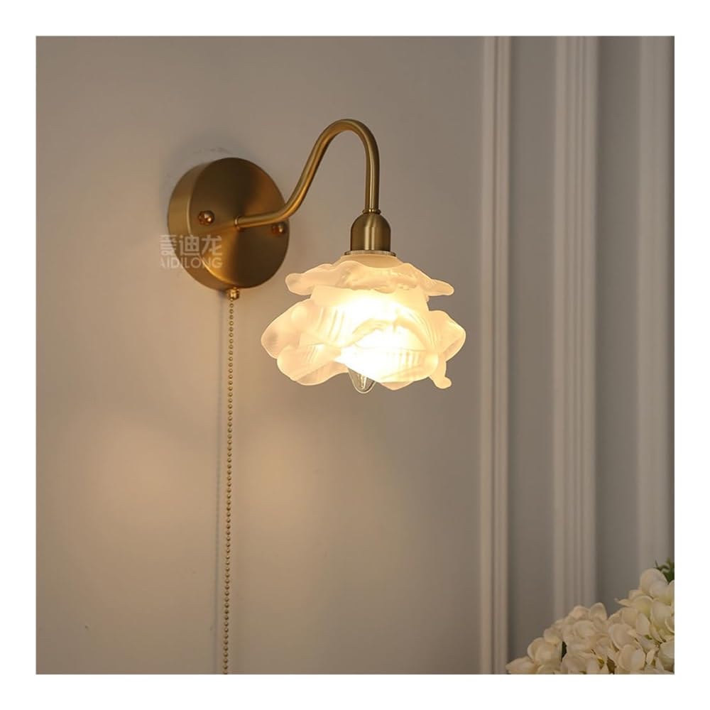 Applique Murale Vintage Verre Frangé Rose Pâle – Art Déco, 220V, E27