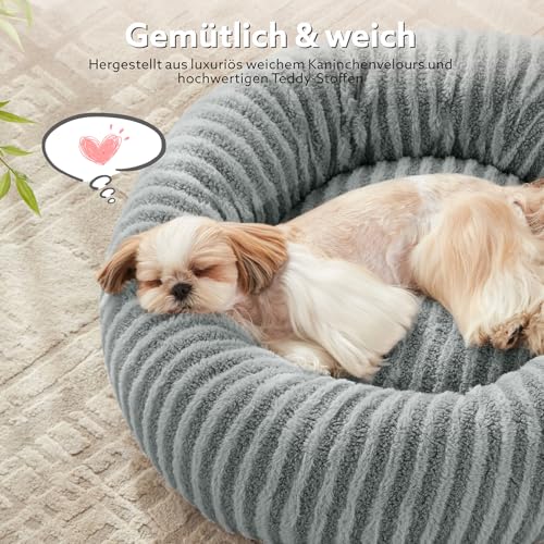 Pawk Hundebett Mittelgroße Hunde, Große Katzenbett Flauschig, Hundekorb Waschbar Abnehmbar, Rund Hundebett rutschfest Füllung Granulat und Memory-Schaum, 76x76x20cm