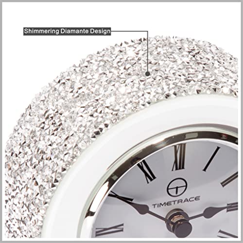 Timetrace Mirror Glass Crush Diamond Mantle Clock For Table Desk Fireplace #TOP1