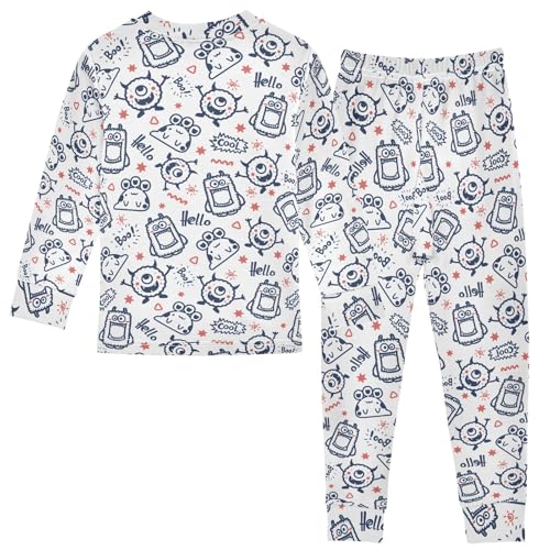 Cute Monster Prints Cute Pajama Sets Long Sleeve Top and Pants, Snug Fit Sleepwear for Night Wears2