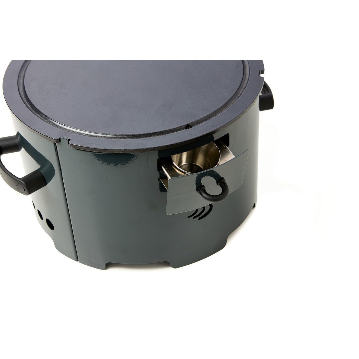 Eco fire - Barbecue portatile a Pellet modello "Apache" con piastra in Acciaio diametro 38 cm e spessore 6 mm - Grigio Antracite