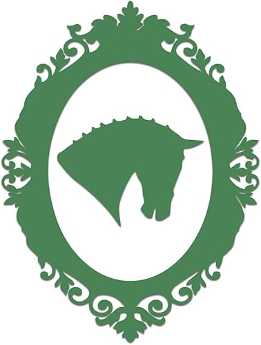 Horse Cameo Frame Vinilo Calcomanía Cuaderno Coche Portátil 4 "x 5.5" (Verde)