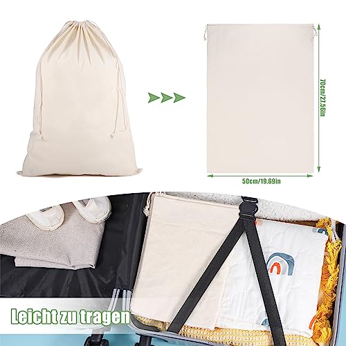 2 Stück Wäschesack, 50 x 70cm Baumwollsäckchen Stoffsäckchen Geschenkverpackung Wäschebeutel Reise Baumwollbeutel mit Kordelzug (Beige)