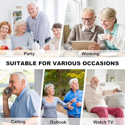 Hearing Aids for Seniors, Invisible Hearing Amplifiers with Noise Cancelling, Rechargeable Hearing Aids for Severe Hearing Loss Adults, Comfort In-ear Hearing Devices (White, Red, Blue)