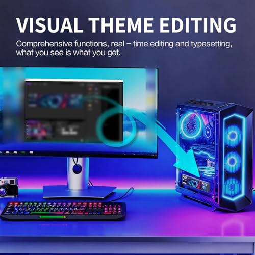 Image of 9.2 inch PC Case Side Screen, Customizable Monitor Display for System Stats and Animated Themes, USB Powered, Supports Wallpaper, GIF and Hardware Monitoring (Black)