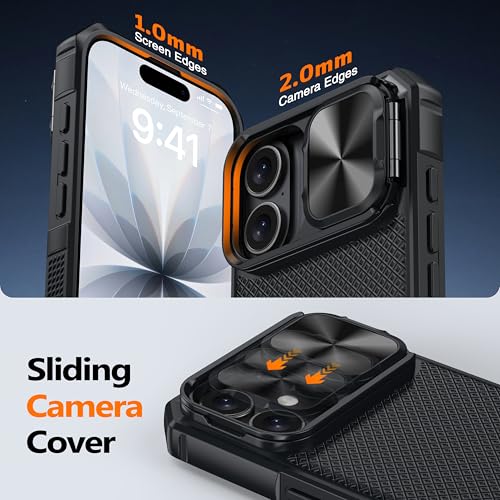 Image of Magnetic for iPhone 17 Case [Slide Camera Cover] [Compatible with Magsafe] [Kickstand] [Military Grade Protection] Shockproof Rugged Case for iPhone 17,Black