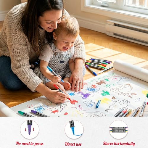 Thboxes 24 Farben Acrylstifte, Wasserfest Acrylmarker mit Doppelspitze Filzstifte Rundspitze Marker Stifte für Papier Glas Holz Steine Keramik Leinwand,Geeignete Ostern Geschenke