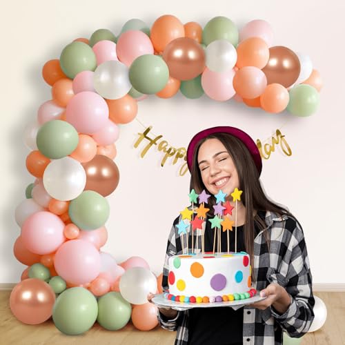 Image of Party Propz Birthday Decoration Kit - 68 Pcs Pastel Balloons for Birthday | Birthday Decoration Combo For Girls | Multicolor Balloons for Birthday,Happy Birthday Banner (Cardstock)