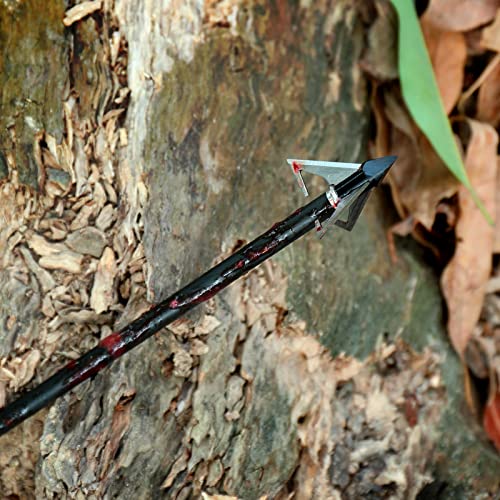 Deepower Archery Broadheads 100 Grain 12 Pack 3 Blades Hunting Arrow Heads Arrow Tips Compatible With Crossbow And Compound Bow 1+1/2 Inch Cut #TOP2