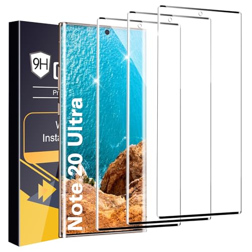 Arshek 3 Pack Galaxy Note 20 Ultra Screen Protector, 9H Tempered Glass, Ultrasonic Fingerprint Support, 3D Curved,HD Clear Scratch Resistant for Samsung Galaxy Note 20 Ultra 5G Glass Screen Protector
