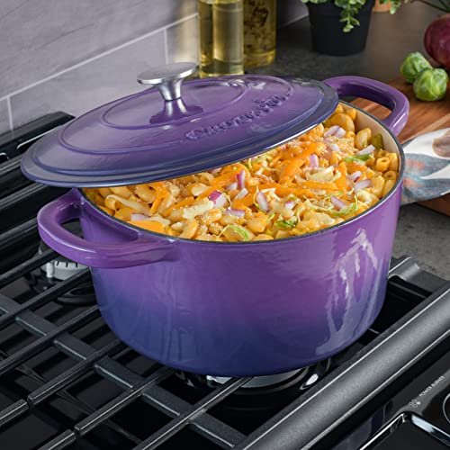 Crock-Pot Artisan Round Enameled Cast Iron Dutch Oven, 7-Quart, Lavender Purple - Image 5