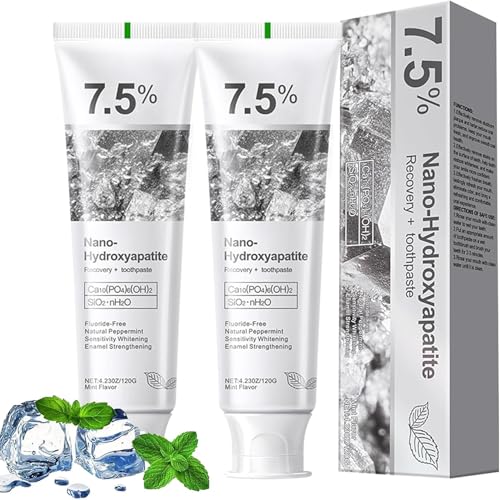 7.5% Hydroxyapatite Toothpaste for Advanced Enamel Protection,Appropriate for Sensitive Teeth,Gentle and Effective Formula,Fresh Mint (Pack of 2)