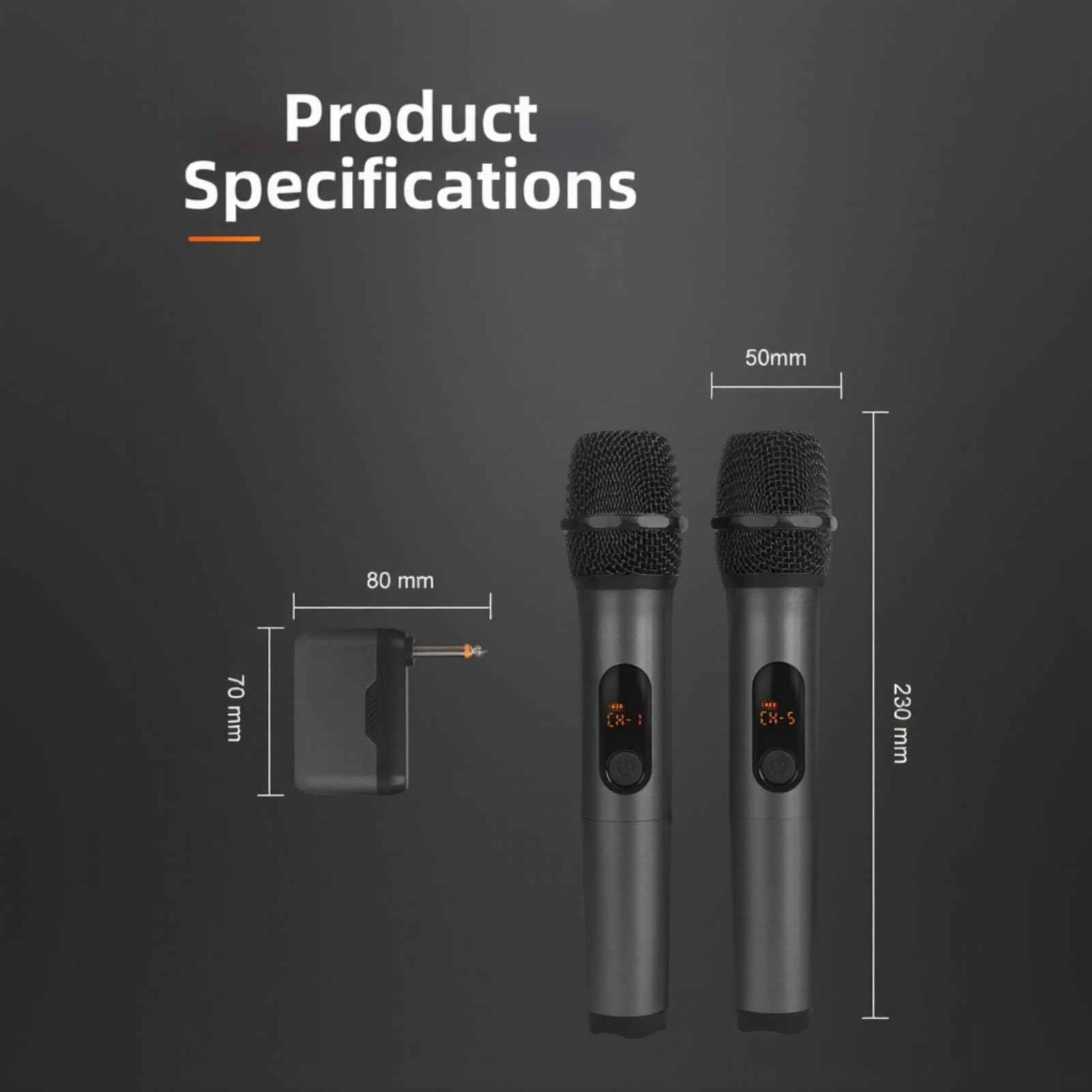 Sistema microfonico wireless a doppio canale da 2,4 GHz, riduzione del rumore e interfaccia audio da 6,35 mm per karaoke DJ esibizioni