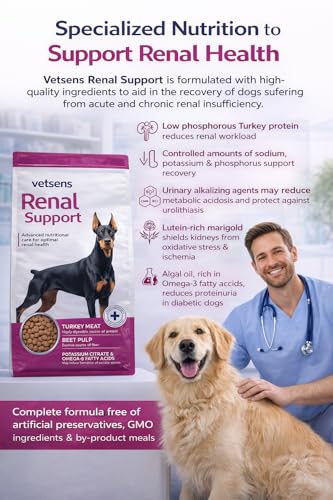 Image of Vetsens Renal Support Dog Food, Advanced Nutritional Care for Optimal Renal Health, Turkey Meat with Beet Pulp, 2 kg