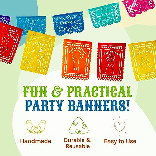 50 Ft Papel Picado Mexicano para Fiesta with Encanto Movie Scenes and Magic Doors (12.5 FT x 4) Set of 4 Papel Picado Plastico Mexican Party Decorations, Encanto Birthday Party Supplies, Mexican theme Party Decorations