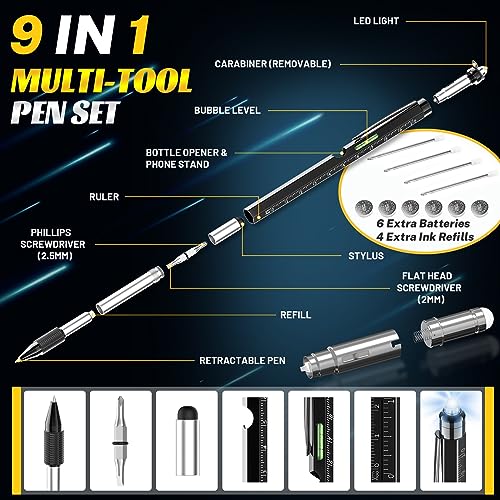 Novidade 9 em 1 canetas de presente para homens e mulheres, caneta multiferramenta EDC acessório exc