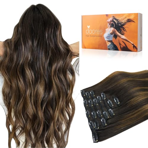 DOORES Clip in Hair Extensions Human Hair, Fast 5 Minutes Installation
