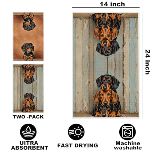 Image of Hanamiya Na 2 Pcs Dachshund Kitchen Towels 24x14 Inch, Dachshund Gifts Reusable Dish Towels for Kitchen Bathroom Decor, Weiner Dog Hand Cloth Tea Towel, Cute Dog Gifts for Women Mom Friend