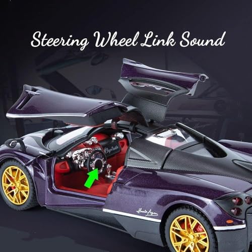 Image of Exclusive Alloy Metal Pull Back Die-Cast Car 1:24 Big Pagani Huayra Toy Car Diecast Metal Pullback Toy Car With Openable 6 Doors, Light Music Boys Gifts Toys(Design-72), Purple