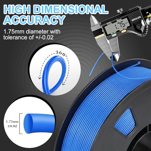 Image of LOVOON PLA Filament Blue 1KG, Neatly Wound 1.75mm 3D Printer Filament Dimensional Accuracy + /- 0.02mm, 1kg Carboard Spool (2.2lbs) Fits for Most FDM 3D Printers
