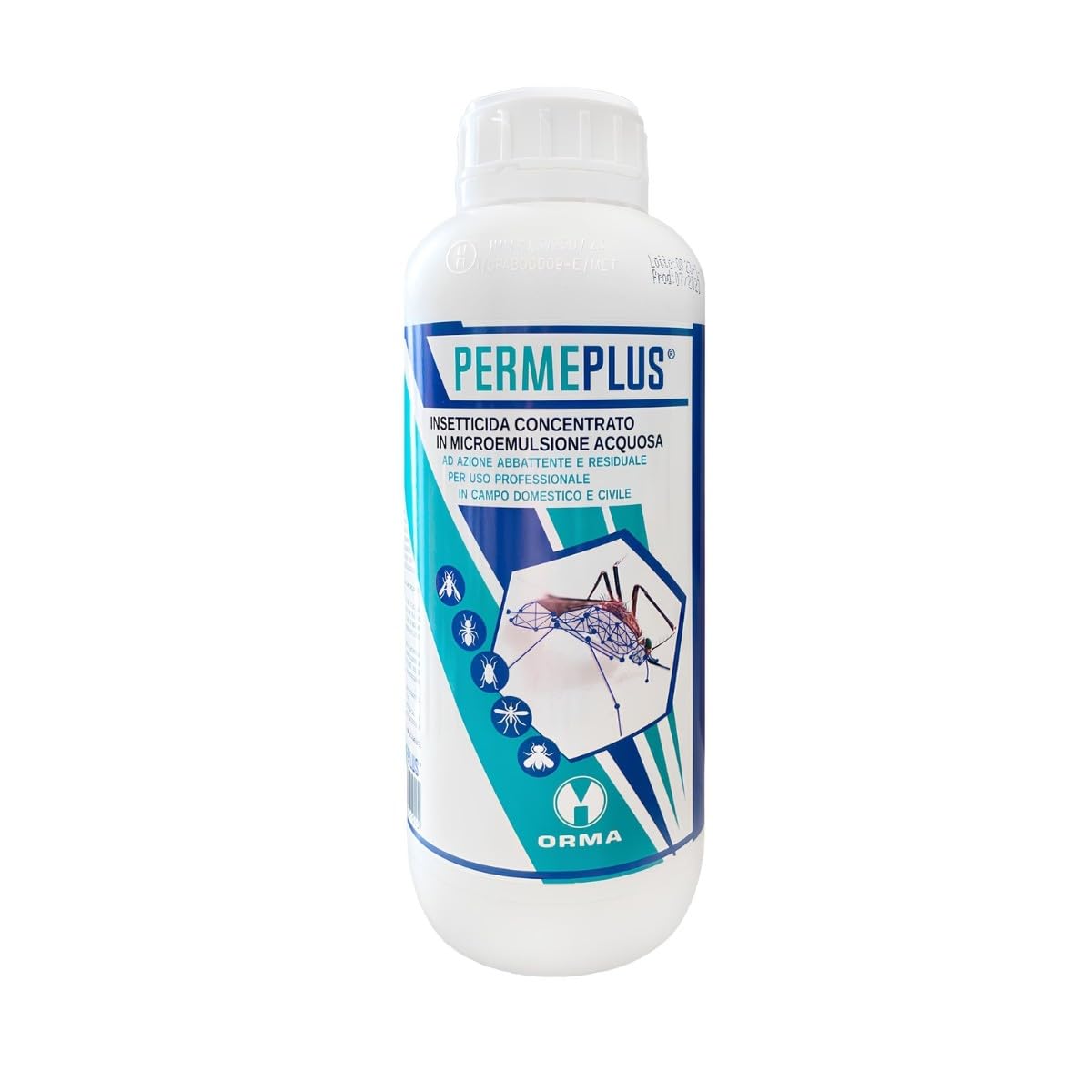 ORMA PERME PLUS | 1 Litro Insetticida Concentrato Zanzare, Mosche, Insetticida Blatte in Microemulsione - Azione Snidante e Residuale - Uso Interno ed Esterno - Inodore e Facile da Usare