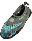Womens Water Shoes Aqua Socks Pool Beach ,Yoga,Dance and Exercise (6, Grey/Blue 1185L)