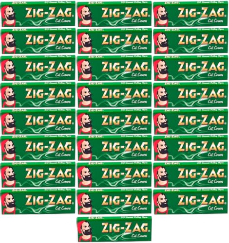 Zig Zag Green Regular Cigarette Rolling Papers - 25 Packs with Cut Corners | Authentic Quality & Smooth Rolling Experience Sold by Swiss+