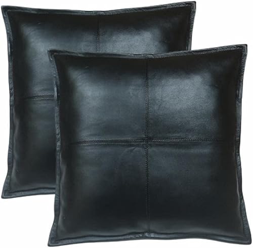 Funda de almohada de piel de cordero – Funda de cojín de sofá – Fundas decorativas para sala de estar y dormitorio, 16 x 16 pulgadas – Caja Negra