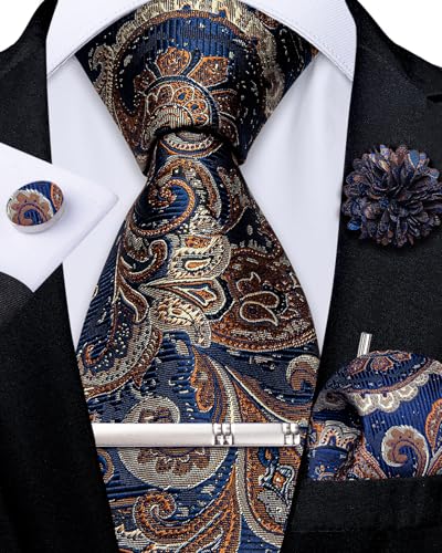 Image of DiBanGu Silk Zipper Ties for Men, Formal Pre-tied Necktie | Adjustable Tie,6PCS,Various Design Styles,Jacquard Woven,Skin-friendly,Practical Gift,Great for Wedding Party,Business Formal