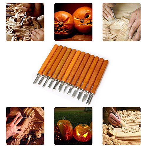 Wood Carving Tools,Delicacy 12 Set Professional Carbon Steel Carving Chisels Knife Kit for DIY Sculpture Carpenter Experts & Beginners - Thumbnail 6