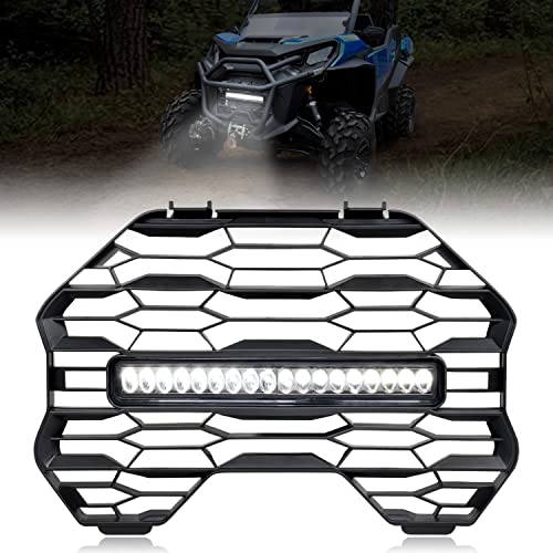 SAUTVS Front Mesh Grill with LED Light Bar for Can-Am Commander 2021+, Black Mesh Grille with LED Light Bar for Can Am Commander & MAX 2021-2025 Accessories (1PC)