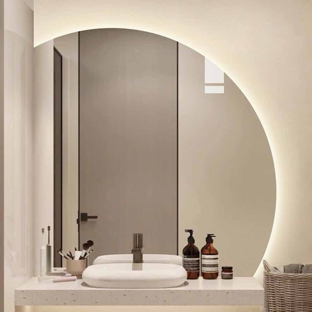 Amazon.co.jp: NURCIX 不規則壁掛け浴室鏡半円浴室化粧鏡