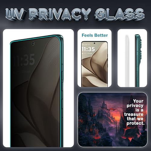 Image of FIRST MART UV Privacy Tempered Glass for Motorola Edge 50 | Anti-Spy 9H Curved Screen Protector, Edge-to-Edge, Case-Friendly | 1 Pack