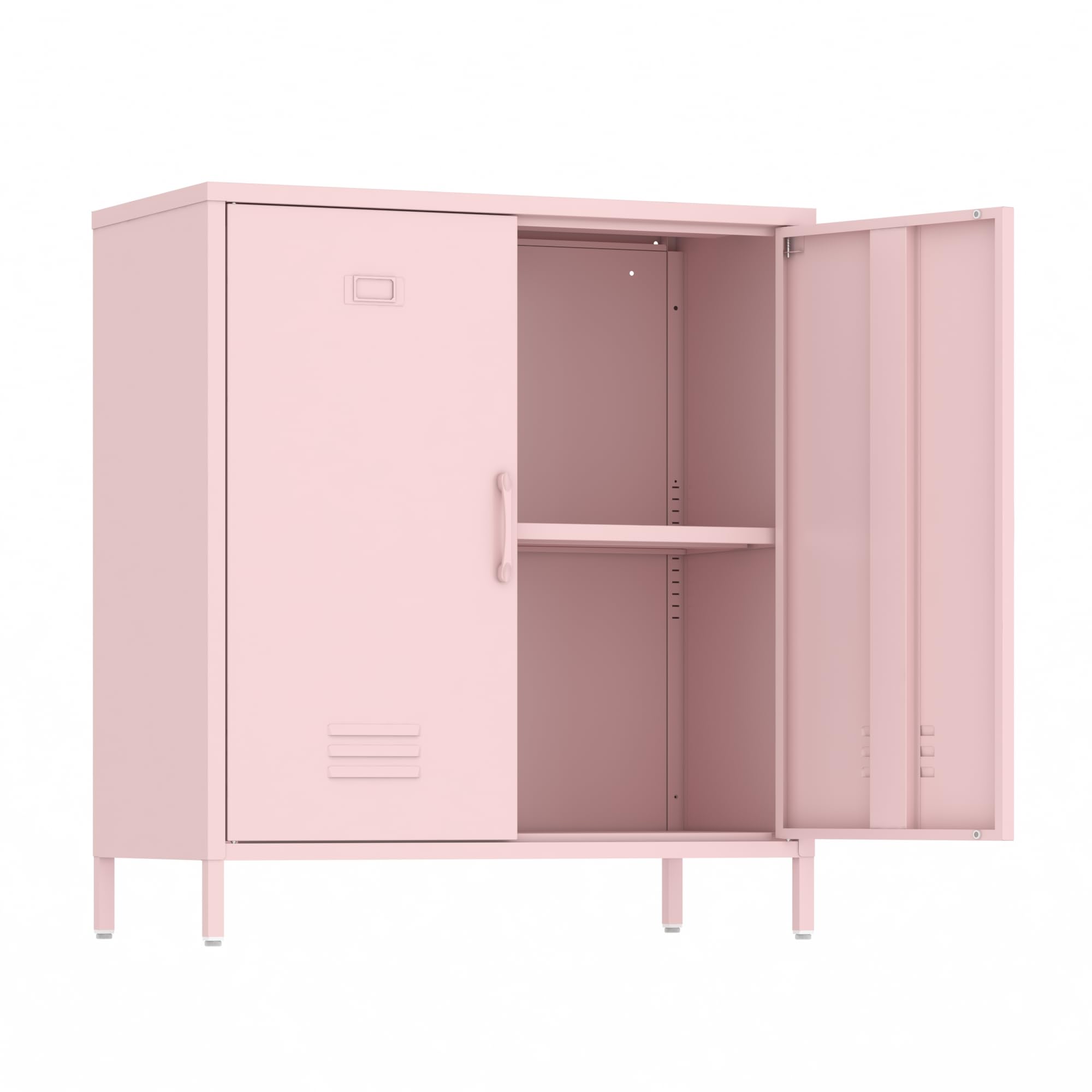 Epochsteele Metal Locker Cabinet Metal Storage Cabinets with Adjustable Shelf and 2 Doors for Home Office Classroom (Pink)