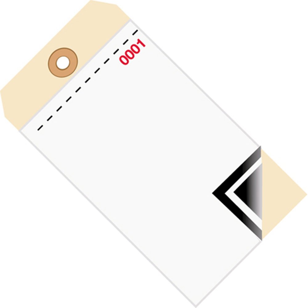 Aviditi Blank Inventory Tags with Three-Part Carbon, #8 6 1/4" x 3 1/8", Consecutively Numbered Series (0001-0499), White/Manila, for Inventory