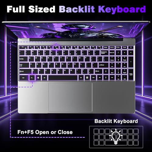 NAIKLULU 16 Pouces Ordinateur Portable Gaming, i7 7600U Processor (2,8 à 3,9 GHz) 32GB RAM 1TB SSD Laptop Pc Portable Gamer, 6000Mah/Clavier Complet Rétroéclairé/Webcam – Image 5