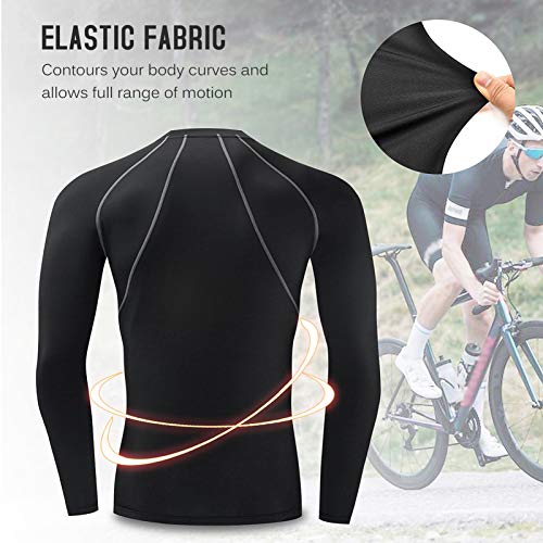 Jersey de ciclismo, Andoer Camisa de manga comprida masculina de compressão Jersey Active Sports Bas