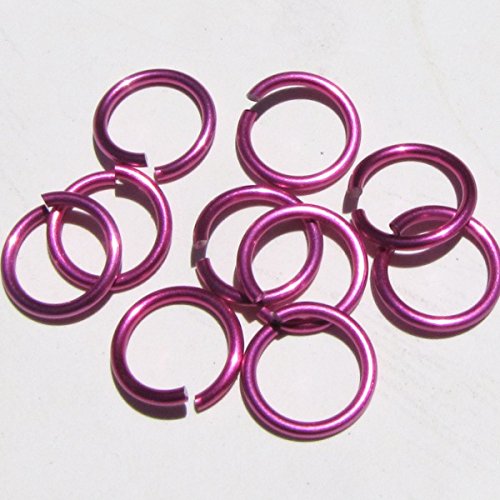 Pink Anodized Aluminum Jump Rings 100 3/8 16g Saw Cut