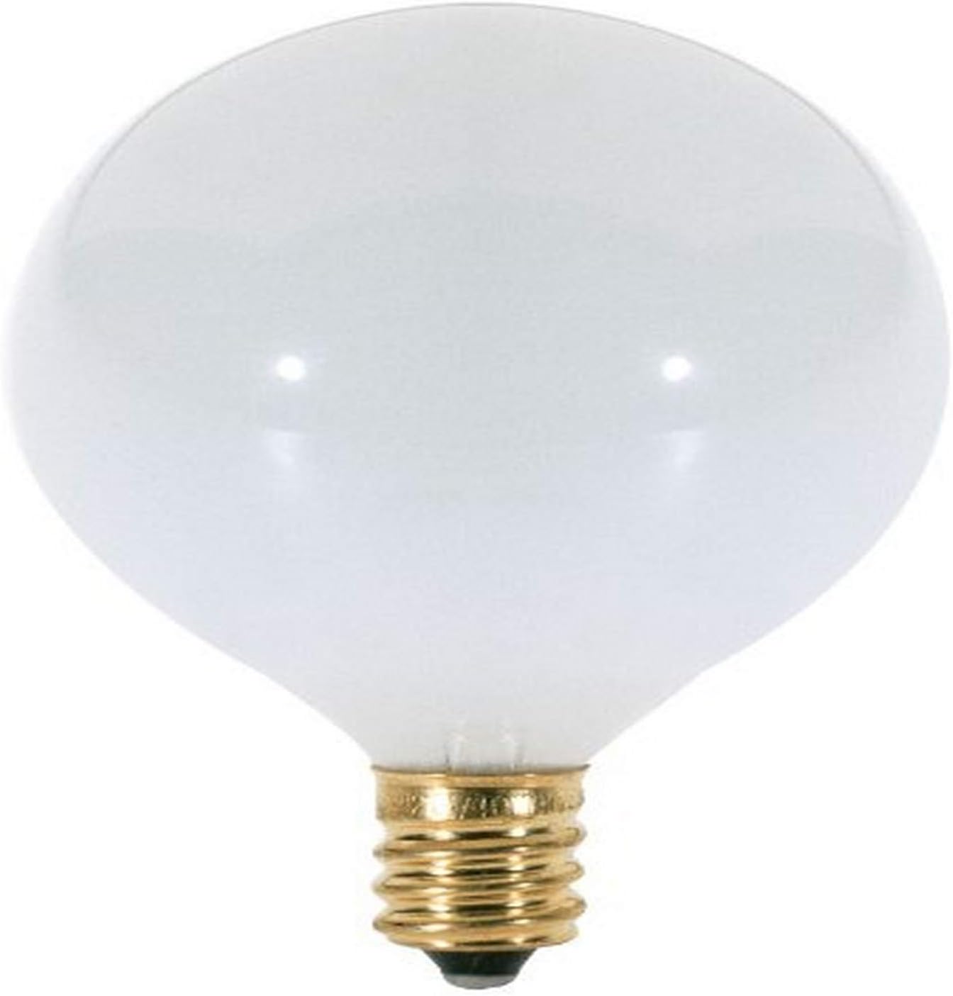 Satco S3260 120V Candelabra Base 25-Watt G16.5 Light Bulb, Gloss White
