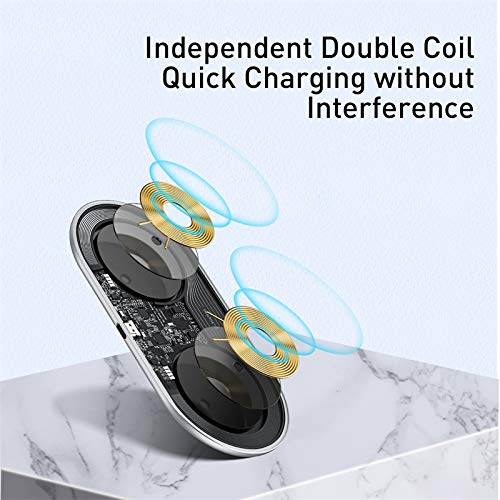 Image of Baseus 2 in 1 18W QI Standard Fast Charging Wireless Charger for Phones & Pods (for iPhone + Airpods, White)