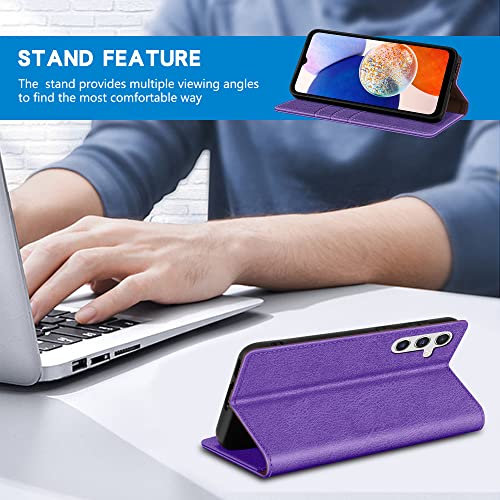 ZZXX for Samsung Galaxy A14 Wallet Case Strong Magnetic 6.6 inch,Purple - image 5