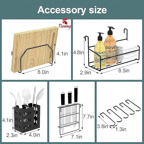 Image of 3 Tier Adjustable Height Kitchen Dish Rack over Sink for Double Sink, Black Dish Drying Rack MS Steel Display, Rust Proof