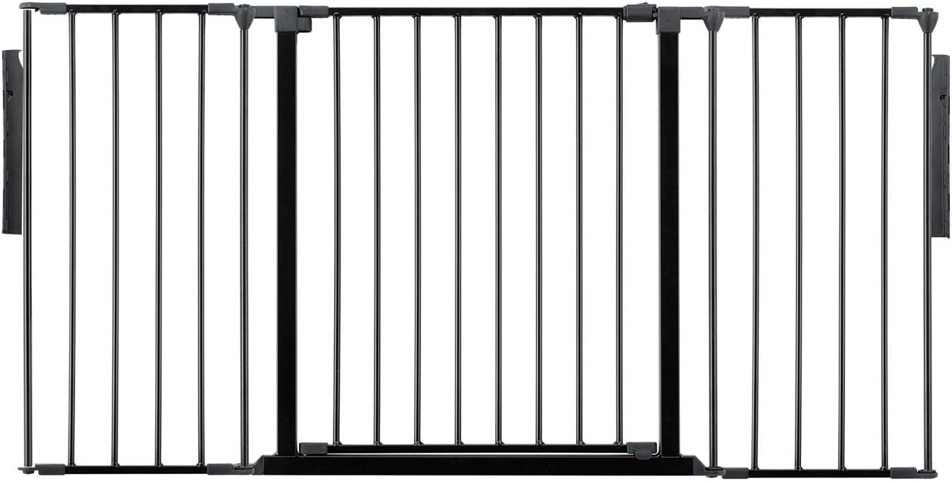 Safetots Divisorio Premium Multipannello, Fino a 148cm di Larghezza, Nero, 70cm di Altezza, Barriera Divisoria Multipannello Versatile, Divisorio per Stanze per Bambini e Neonati con Cancelletto