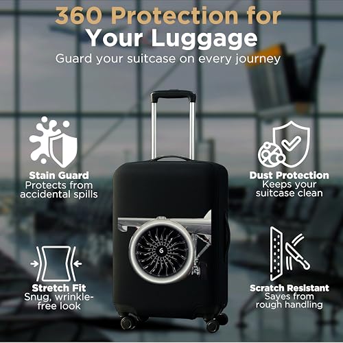 Image of WanderWraps Spendex Polyester Protective Luggage Cover | Hard Luggage Trolley Bag Cover | Washable | Dust Proof | Stretchable | M - 24 inch | JetCore
