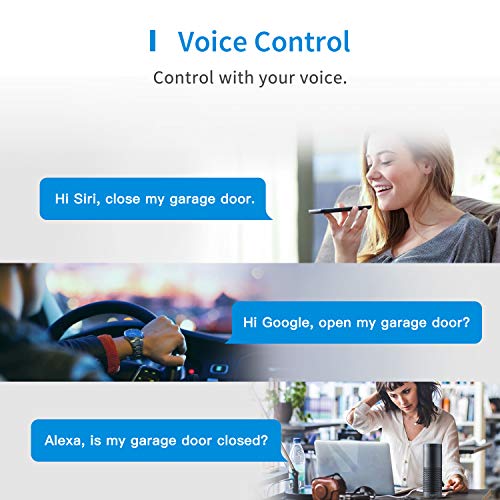 meross Smart Garage Door Opener Remote, Compatible with Apple HomeKit, Amazon Alexa, Google Assistant, SmartThings, No Hub Needed Multiple, Notification Modes