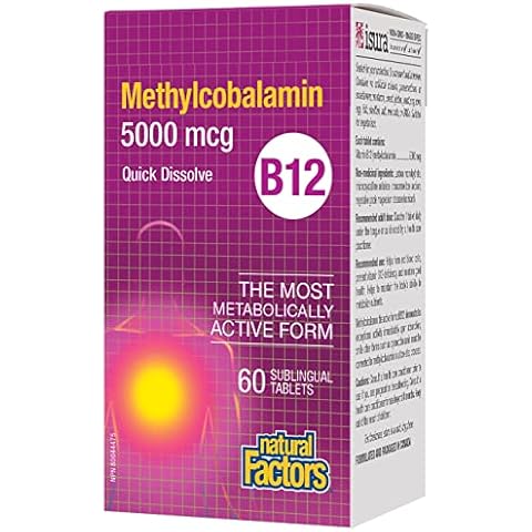 Natural Factors Methylcobalamin B12, 5000Mcg, 60 Sublingual Tablets, 200 g Cover