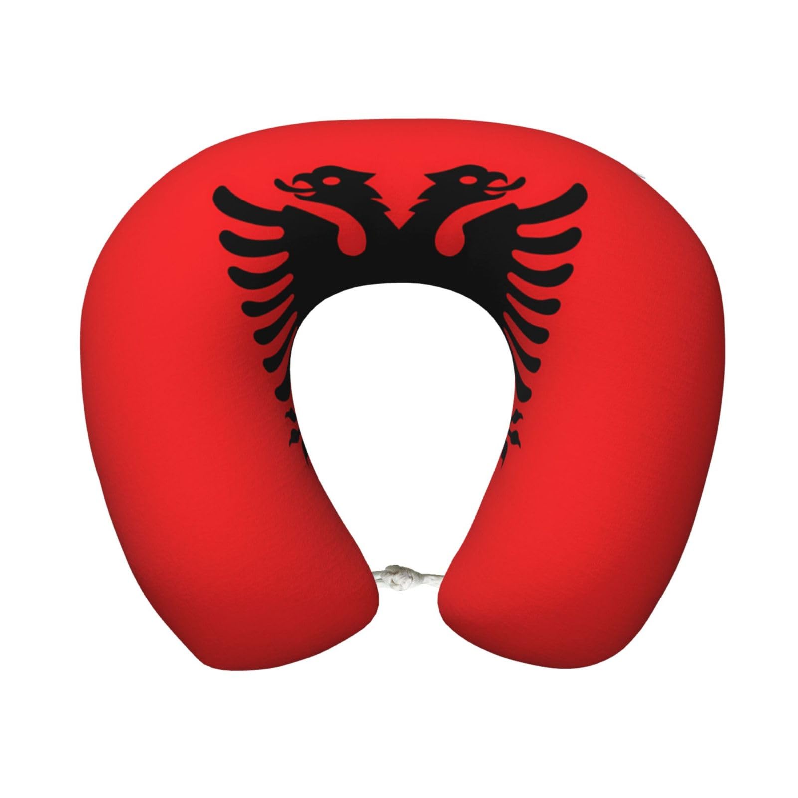 peiyeety Comfortable Albanian Flag Print Memory Foam Travel Pillow - U-Shaped Neck Support for Trips, Office Naps, and More