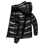Mens Winter Thick Warm Hooded Shiny Down Jacket Youth Casual Fashion Versatile Puffer Jackets(Small)